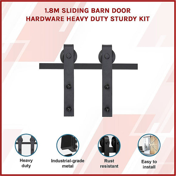 1.8m Sliding Barn Door Hardware Heavy Duty Sturdy Kit - RnR Galore