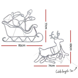 1X Christmas Lights Reindeer Sleigh 806 LED Decorations Jingle Jollys - RnR Galore