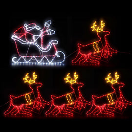 1X Christmas Lights Reindeer Sleigh 806 LED Decorations Jingle Jollys - RnR Galore
