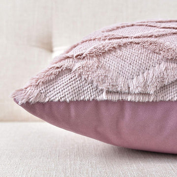 2 Pack Decorative Boho Throw Pillow Covers 45 x 45 cm (Pink) - RnR Galore