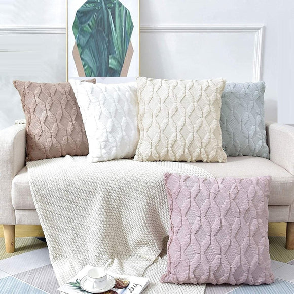 2 Pack Decorative Boho Throw Pillow Covers 45 x 45 cm (White) - RnR Galore