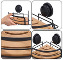 2 Pack Round Bamboo Corner Shower Caddy Shelf Basket Rack with Premium Vacuum Suction Cup No - Drilling for Bathroom and Kitchen - RnR Galore