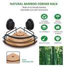 2 Pack Round Bamboo Corner Shower Caddy Shelf Basket Rack with Premium Vacuum Suction Cup No - Drilling for Bathroom and Kitchen - RnR Galore