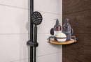 2 Pack Round Bamboo Corner Shower Caddy Shelf Basket Rack with Premium Vacuum Suction Cup No - Drilling for Bathroom and Kitchen - RnR Galore