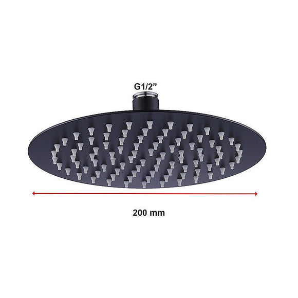 200mm Shower Head Round 304SS Electroplated Matte Black Finish - RnR Galore