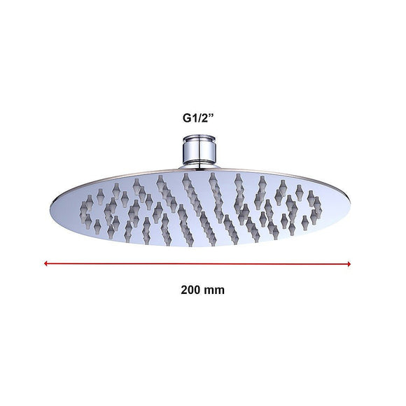 200mm Shower Head Round 304SS Polished Chrome Finish - RnR Galore