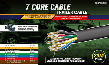 20M X 7 Core Wire Cable Trailer Cable Automotive Boat Caravan Truck Coil V90 PVC - RnR Galore