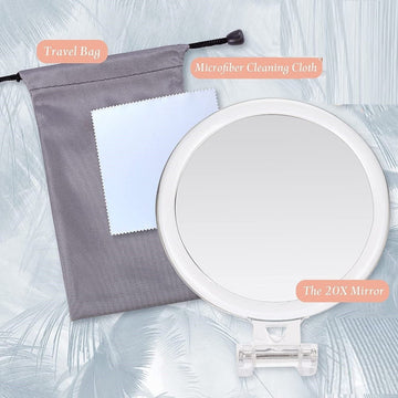 20X Magnifying Hand Mirror Two Sided Use for Makeup Application, Tweezing, and Blackhead/Blemish Removal (15 cm) - RnR Galore