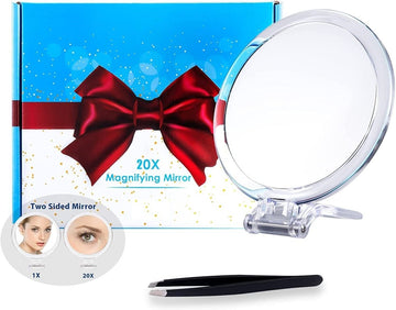 20X Magnifying Hand Mirror Two Sided Use for Makeup Application, Tweezing, and Blackhead/Blemish Removal (15 cm) - RnR Galore