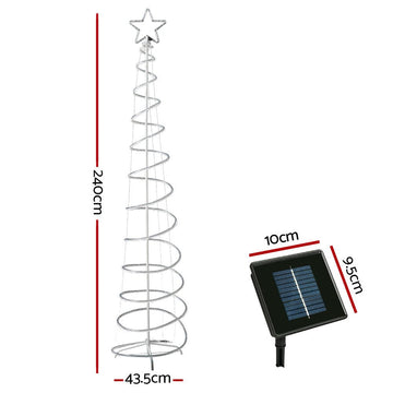 2.4M Christmas Tree LED Solar Motif Lights Jingle Jollys - RnR Galore