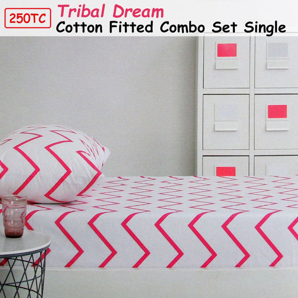 250TC Tribal Dream 100% Cotton Fitted Combo Set Single - RnR Galore