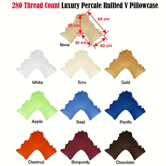 280TC Luxury Percale Ruffled V Pillowcase Chocolate - RnR Galore