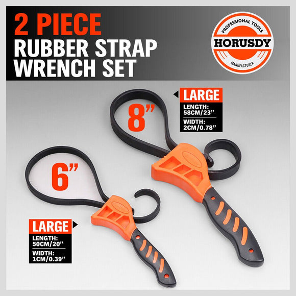 2Pc Adjustable Strap Wrench Rubber Belt Spanner Multi - Purpose Jar Opener Filter - RnR Galore