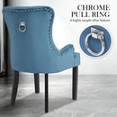 2X French Provincial Dining Chair Ring Studded Velvet Rubberwood Leg LISSE NAVY BLUE - RnR Galore