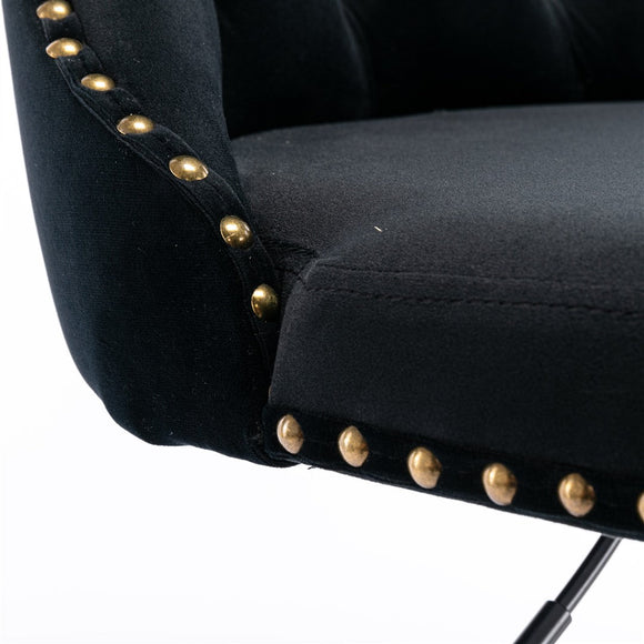 2x Height Adjustable Swivel Bar Stool Velvet Nailhead Barstool with Footrest - RnR Galore