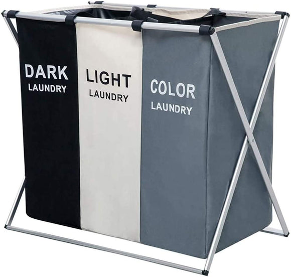 3 in 1 Large 135L Laundry Clothes Hamper Basket with Waterproof bags and Aluminum Frame (Multi) - RnR Galore