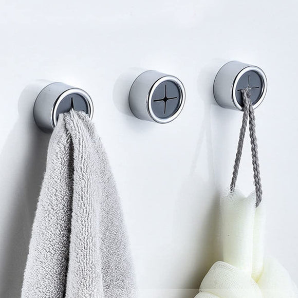 3 Pack Self Adhesive Round Towel Hooks for Kitchen and Bathroom - RnR Galore