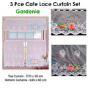 3 Pce Cafe Gardenia Lace Curtain Set - RnR Galore