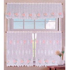3 Pce Cafe Gardenia Lace Curtain Set - RnR Galore