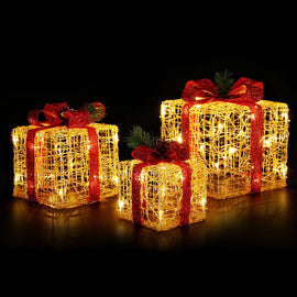 3 PCS Christmas Lights Gift Box Set Set 48 LED Decorations Jingle Jollys - RnR Galore