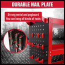 3 - Tier Heavy Duty Steel Tool Trolley - Workshop Cart with Pegboard, Hooks and Locking Swivel Casters - RnR Galore