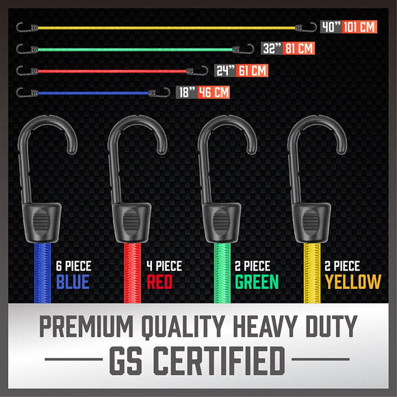 30 - Piece Premium Bungee Cord Assortment Includes 10” to 40” Bungee Cords, Canopy Ties & Tarp Clips - RnR Galore