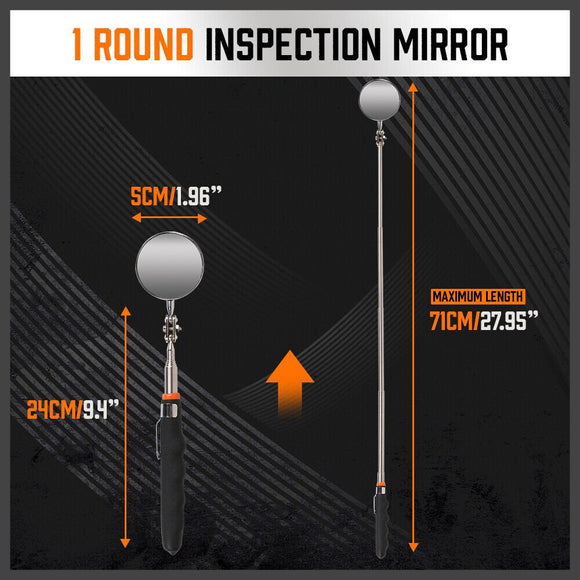 3Pc Magnetic Pick Up Tool & Swivel Inspection Mirror Telescoping Rod Heavy Duty - RnR Galore