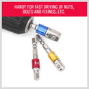 3Pc Socket Bit Adaptor Set Drill Nut Driver Power Extension Bars 1/4" 3/8" 1/2" - RnR Galore
