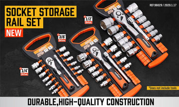 3Pc Socket Rails 66 Socket Holder Space Organiser Garage Rack 1/4" 3/8" 1/2" - RnR Galore