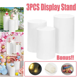 3PCS Display Stand Round Cylinder Pedestal w/ Balloon Set + LED Strip Wedding AU - RnR Galore
