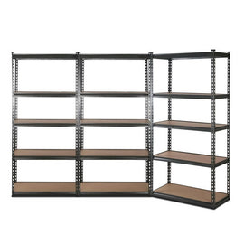 3x1.8M 5 - Shelves Steel Warehouse Shelving Racking Garage Storage Rack Grey - RnR Galore