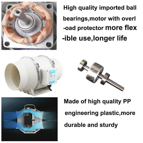 4'' Extractor Fan Duct Hydroponic Inline Exhaust Vent Industrial - RnR Galore