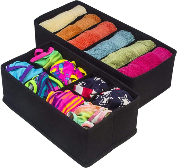 4 Pack Foldable Drawer Dividers Storage Boxes (Black) - RnR Galore