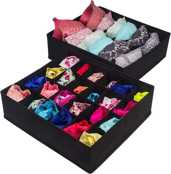 4 Pack Foldable Drawer Dividers Storage Boxes (Black) - RnR Galore