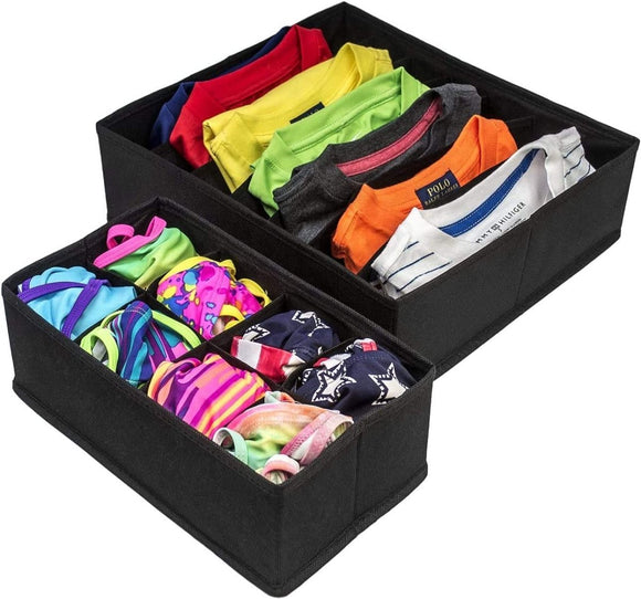 4 Pack Foldable Drawer Dividers Storage Boxes (Black) - RnR Galore