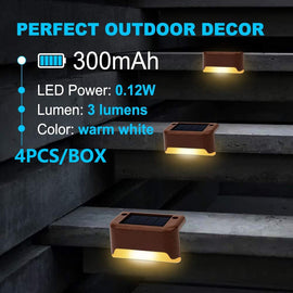 4 Pack SolarPower Deck Lights Outdoor Step Lights Waterproof LED lights - RnR Galore