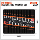48 - Piece Ratchet Wrench Set with Rolling Pouch - Metric SAE Allen Key & Hex Key Spanner Kit - RnR Galore