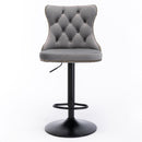 4x Height Adjustable Swivel Bar Stool Velvet Nailhead Barstool with Footrest - RnR Galore