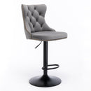 4x Height Adjustable Swivel Bar Stool Velvet Nailhead Barstool with Footrest - RnR Galore