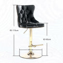 4x Height Adjustable Swivel Bar Stool Velvet Studs Barstool with Footrest and Golden Base - Grey - RnR Galore
