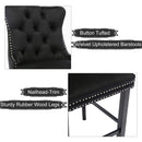 4X Velvet Bar Stools with Studs Trim Wooden Legs Tufted Dining Chairs Kitchen - RnR Galore