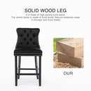 4X Velvet Bar Stools with Studs Trim Wooden Legs Tufted Dining Chairs Kitchen - RnR Galore