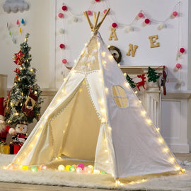 5 Poles Giant Kids Teepee Tent (Natural Canvas) - RnR Galore