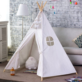 5 Poles Giant Kids Teepee Tent (Natural Canvas) - RnR Galore