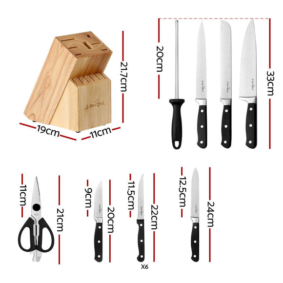 5 - Star Chef 14PCS Kitchen Knife Set Stainless Steel Non - stick with Sharpener - RnR Galore