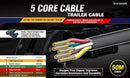 50M x 5 Core Wire Cable Trailer Cable Automotive Boat Caravan Truck Coil V90 PVC - RnR Galore