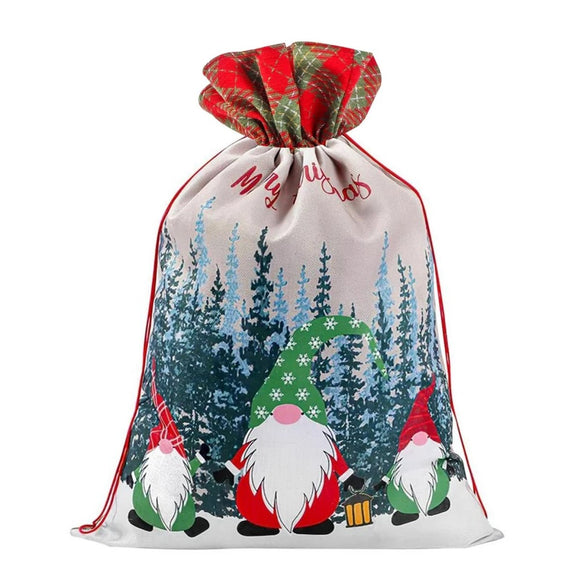 50x70cm Canvas Hessian Christmas Santa Sack Xmas Stocking Reindeer Kids Gift Bag, Cream - Faceless Santa (B) - RnR Galore