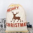 50x70cm Canvas Hessian Christmas Santa Sack Xmas Stocking Reindeer Kids Gift Bag, Cream - Reindeer - RnR Galore