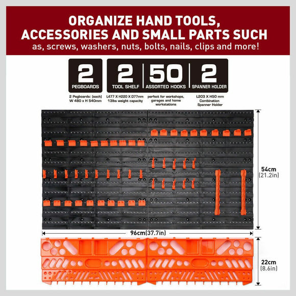 52Pc Wall Mounted Tool Storage Rack Wrench Spanner Holder Screwdriver Pliers New - RnR Galore