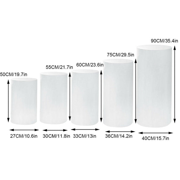 5PCS Round Plinth Cylinder Display Stand Pedestal Wedding Party Shop Display AU - RnR Galore